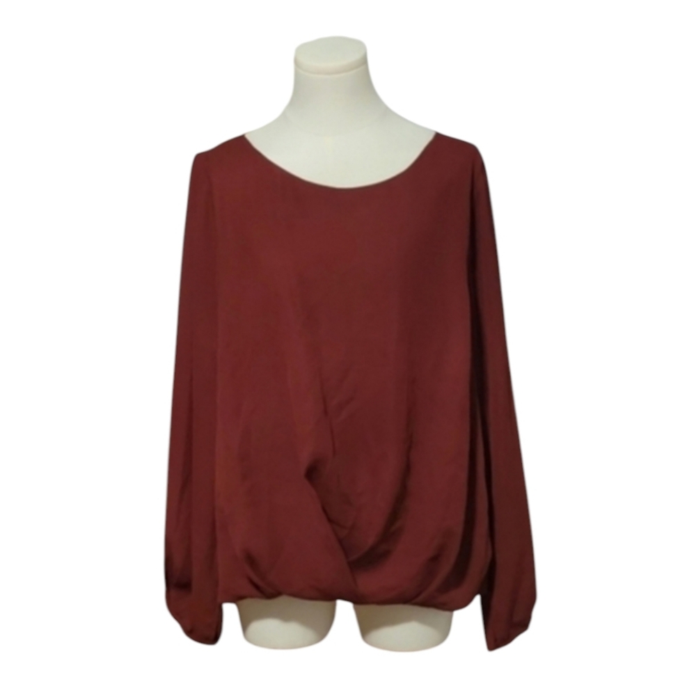 Vintage Vince Camuto Maroon Classic Simple Twist Puffy Blouse Size Large